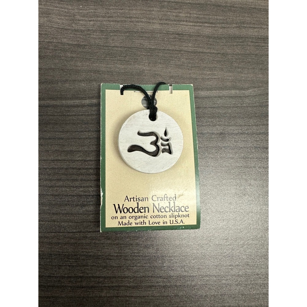 Aspiring Artists of the Earth Om Wooden Necklace Organic Cotton Slipknot USA